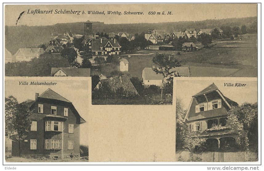 Luftkurort Schomberg B. Wildbad  Villa Maisenbacher , Villa Kaser  P. Used 1927 To Portugal - Schömberg