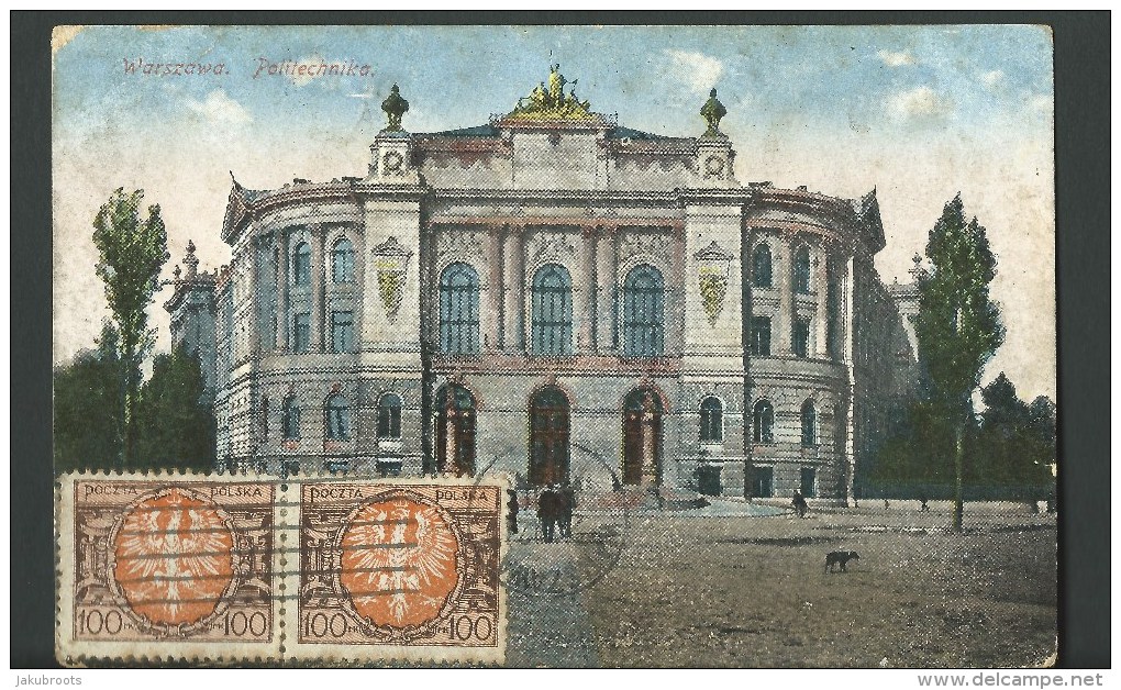 1923. ILLUSTRATED COLOUR POSTCARD-- WARSAW  POLITECHNIC. - Otros & Sin Clasificación