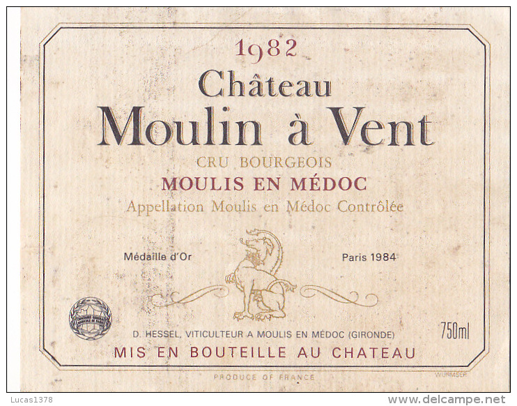 CHATEAU MOULIN A VENT 1982 / MOULIS - Bordeaux