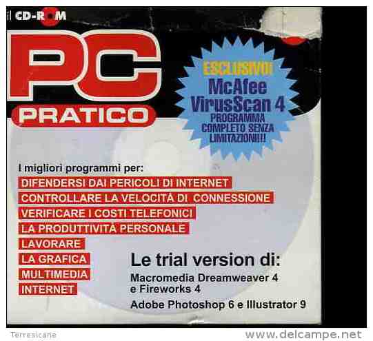 CD PC PRATICO SPECIALE GRAFICA TRIAL DREAMWEAVER 4 FIREWORKS 4 ADOBE PHOTOSHOP 6 ILLUSTRATOR 9 - CD