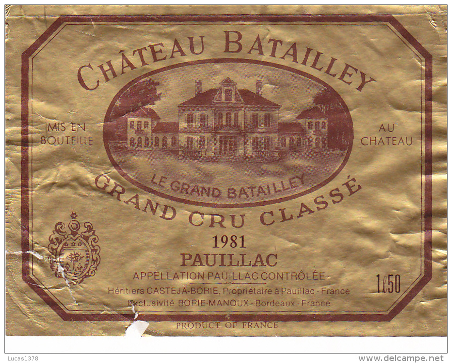 MAGNUM CHATEAU  BATAILLEY 1981 / PAUILLAC - Bordeaux