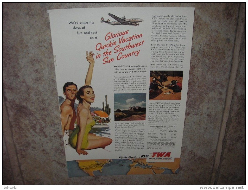 Reclame Uit De Jaren 60 - TWA Trans World Airlines - Aviation - Pubblicità