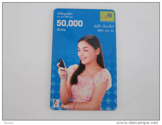 Prepaid Phonecard,lady Use Mobile,used - Laos