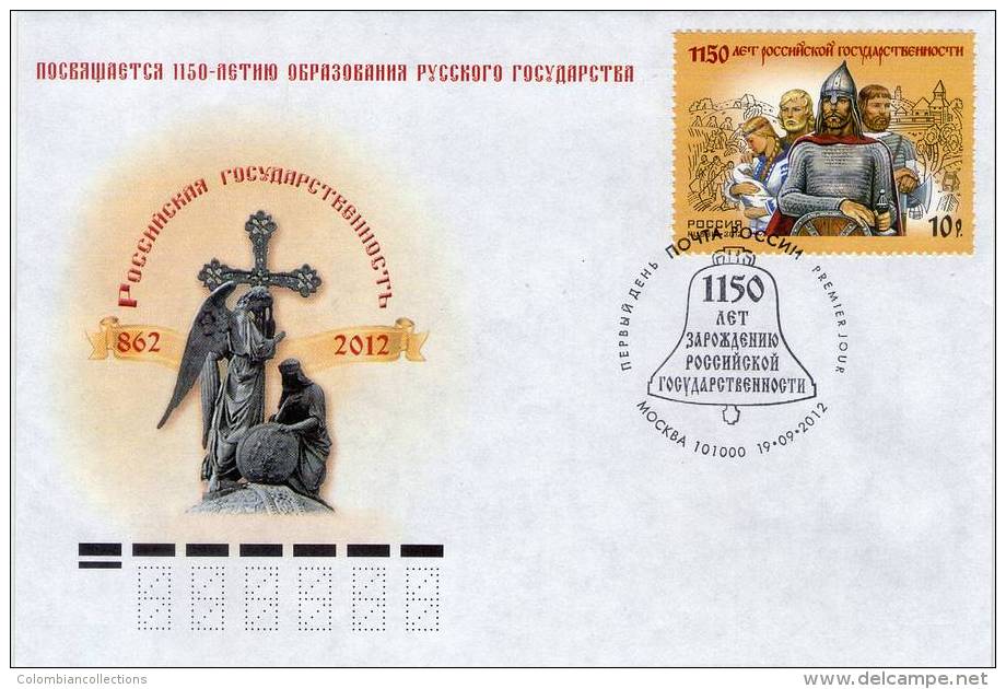 Lote 1873, 2012, Rusia, Russia, FDC, The 1150th Anniversary Of The Russian Statehood, Angel, Cross, Cruz - Full Years