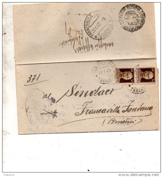 1945  LETTERA CON ANNULLO MANDURIA TARANTO - Storia Postale