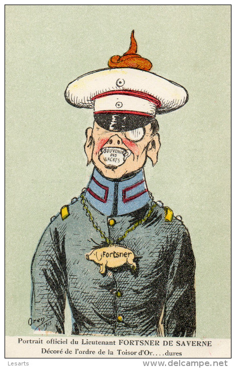 Illustrateur ORENS.Portrait Officiel Du Lieutenant Fortsner De Saverne.Non-Voyagée.Etat TTB. - Orens