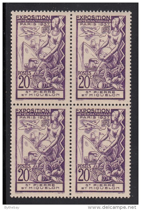 St Pierre Et Miquelon 1937 MNH Sc 165 20c Plane, Car, Ship Paris Int'l Exposition Block - Neufs