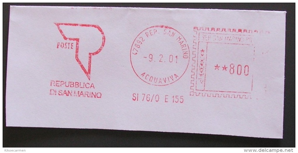 San Marino Affrancatura Meccanica Acquaviva Rsm S. AM EMA Meter Rossa - Briefe U. Dokumente