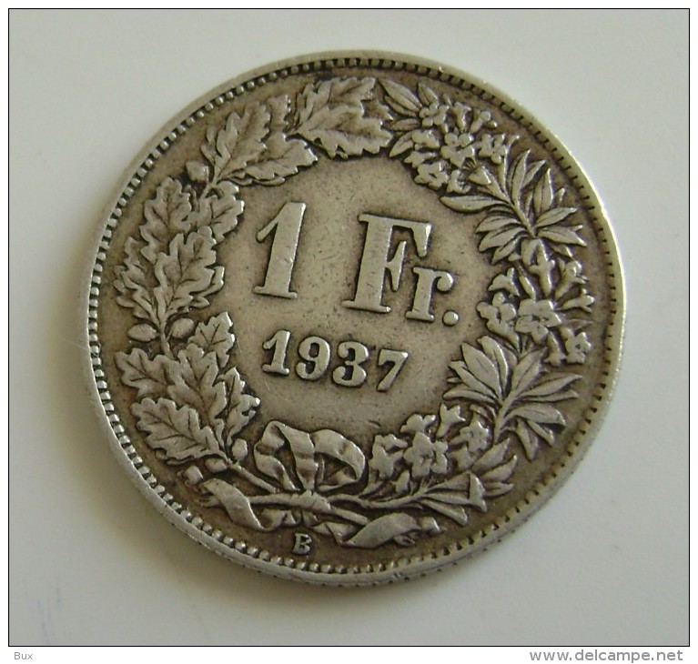 SVIZZERA 1 FRANCO 1937 ARGENT   SUISSE  SVIZZERA SUISSE SWITZERLAND  FRANKEN   FRANCHI CONDIZIONI COME DA FOTO - Altri & Non Classificati