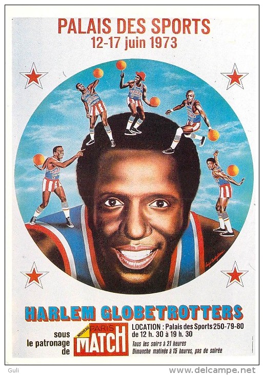 Basket-ball- Luigi CASTIGLIONI " Affiche HARLEM GLOBETROTTERS (1) Palais Des Sports PARIS 1973 *PRIX FIXE - Basketball