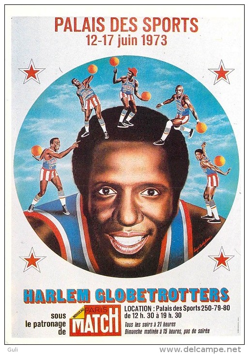 Basket-ball- Luigi CASTIGLIONI " Affiche HARLEM GLOBETROTTERS (1) Palais Des Sports PARIS 1973 *PRIX FIXE - Baloncesto