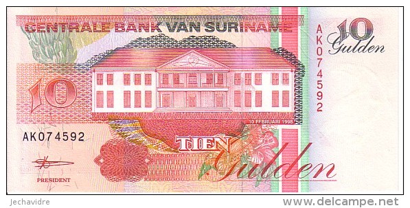 SURINAME   10 Gulden  Daté Du 01-12-1996    Pick 137 B            ***** BILLET  NEUF ***** - Surinam