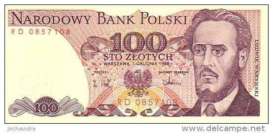 POLOGNE  100  Zlotych   Daté Du 01-05-1988    Pick 143 E            ***** BILLET  NEUF ***** - Pologne