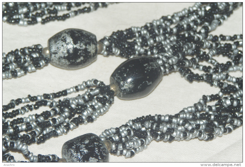 COLLIER VINTAGE SAUTOIR Noir Et Argent - Necklaces/Chains