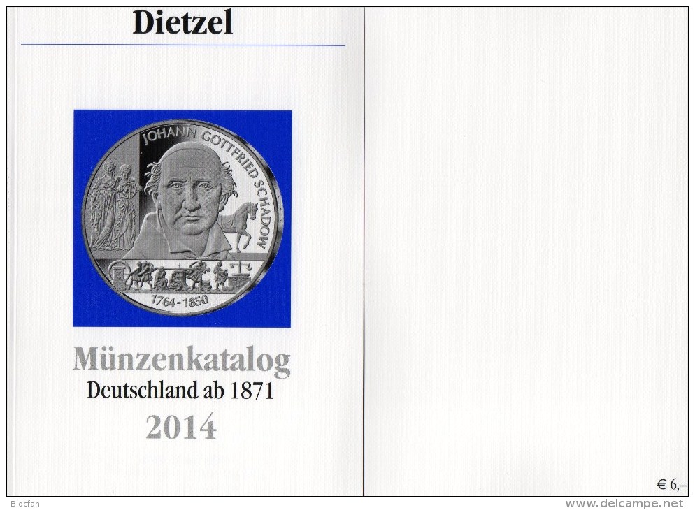 Deutschland Münzkatalog 2014 Neu 6€ Dietzel Münzen Ab 1871 Für Numisbriefe AD DR BRD DDR Saar Coins Catalogue Of Germany - Collections