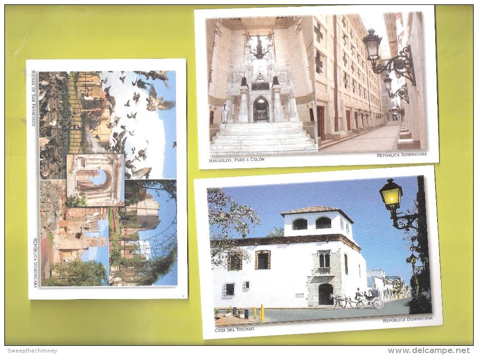 3 THREE TROIS LARGE SIZE MODERN DOMICAN REPUBLIC POSTCARDS UNUSED LOT 02 - Dominicaanse Republiek