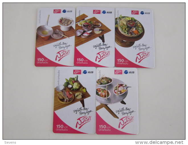 Prepaid Phonecard, Local Food Fish Shell,set Of 5, Used - Thaïlande