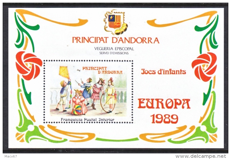 FRENCH  ANDORRA  Private  Issue  EUROPA  1989  **  JOCS  D  INFANTS - Unused Stamps