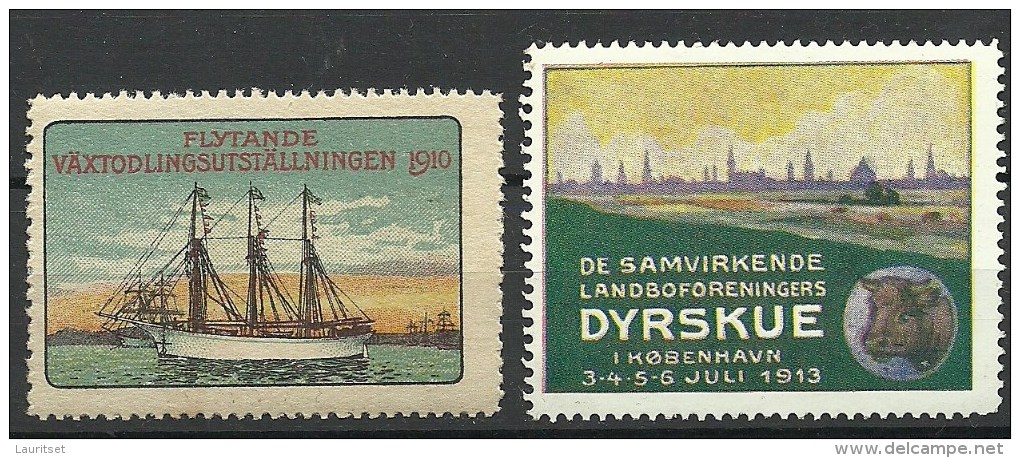 DENMARK Dänemark Danmark 1910 & 1913 Advertising Reklamemarken Exhibition Ausstellung MNH - Ongebruikt