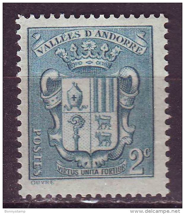 Andorra, Frenc Admin., 1936/42 - 2c Coat Of Arms - Nr.66 MNH** - Ungebraucht