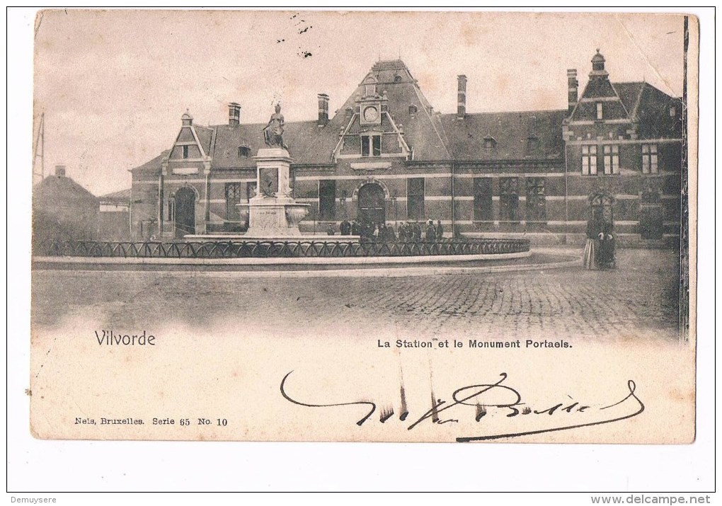 19413 ( 2 Scans ) Vilvoorde - Vilvorde La Station Et Le Monument Portaels 1908 - Vilvoorde