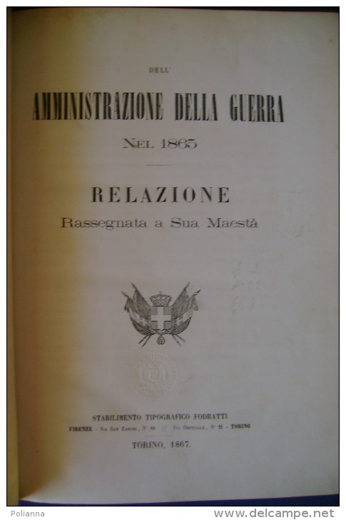 PFU/26 DELL'AMMINISTRAZIONE DELLA GUERRA NEL 1865 Stab.Tip.Fodratti/MILITARE/EX LIBRIS - Italian