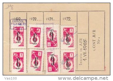 PHILATELIC SOCIETY MEMBERSHIP CARD, MEMBERSHIP FEE STAMPS, 1969, ROMANIA - Historical Documents