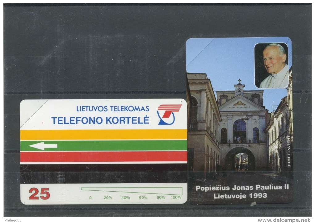 POPE JP II  Tele Carte  De LITHUANIE En Bon état   2 Ex - Personnages