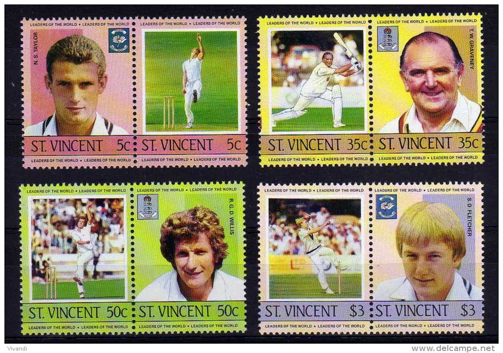St Vincent - 1985 - Leaders Of The World/Cricketers - MNH - St.Vincent (1979-...)