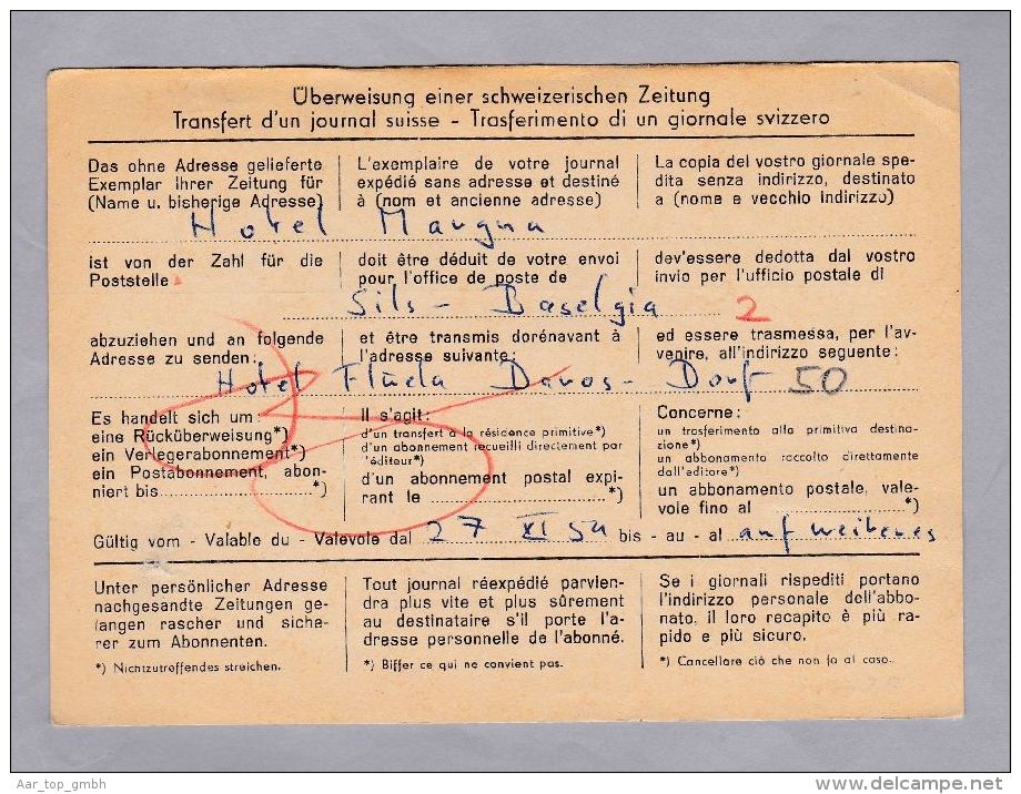 Heimat GR SILS I.E./SEGL-BASELGIA 1959-11-27 PTT Franco Karte - - Vrijstelling Van Portkosten