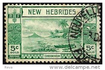 BRITISH NEW HEBRIDES LANDSCAPE GREEN PART SET OF 1 STAMP 5 CENTIMES UHD 1950's SG52 READ DESCRIPTION !! - Gebruikt