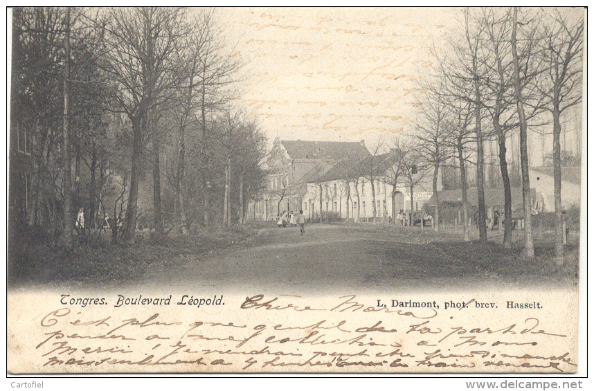 TONGEREN-BOULEVARD LEOPOLD-VERSTUURDE KAART-1903-ZELDZAAM-ANIMATIE-ZIE 2 SCANS - Tongeren