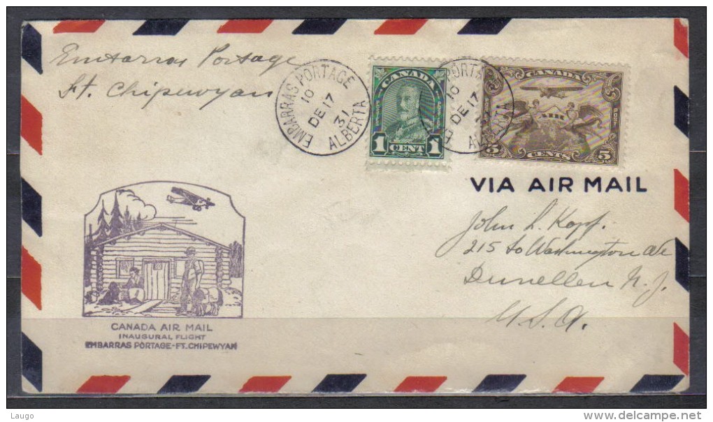 Canada Inaugural Flight  Embarras Portage - Ft. Chipewyan 1931 - First Flight Covers