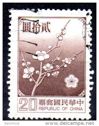 TAIWAN 1979 Plum Blossom  - $20 - Brown   FU - Usados