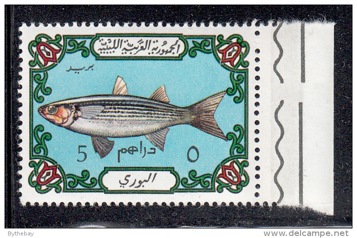 Libya MNH Scott #526 5d Fish, Light Blue Background - Libia