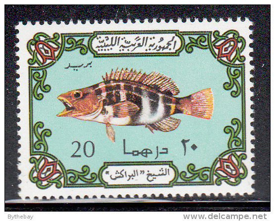 Libya MNH Scott #529a 20d Fish, Greenish Blue Background - Libye