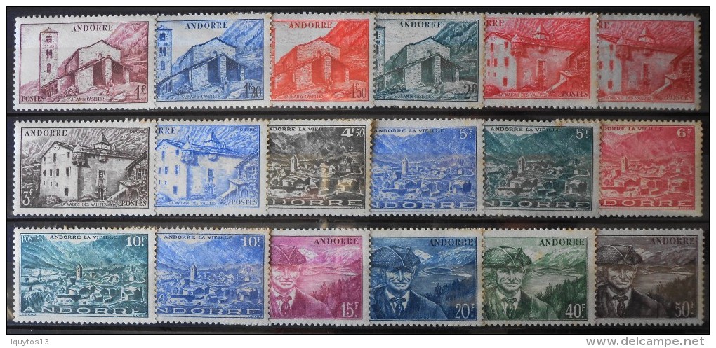 ANDORRE 1944-46 - PAYSAGES - 18 TIMBRES NEUFS* Y&T 13,50€ - Unused Stamps