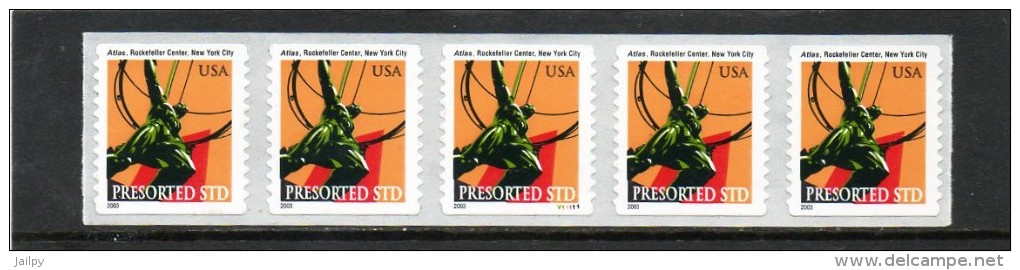 ETATS-UNIS     5 Timbres   Année 2003     Y&T: 69   Scott: 3770    (préoblitérés Neufs Avec N° Devant) - Vorausentwertungen