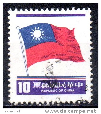 TAIWAN 1978 National Flag  -$10 - Red, Blue And Violet   FU - Oblitérés