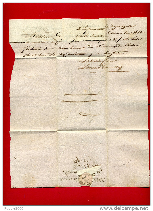 LETTRE 6 NOVEMBRE 1815 DE SIMON THOMAS DE ANVERS A DEBARTE DE BORDEAUX LETTRE EN BON ETAT - 1814-1815 (Generaal Gouv. België)