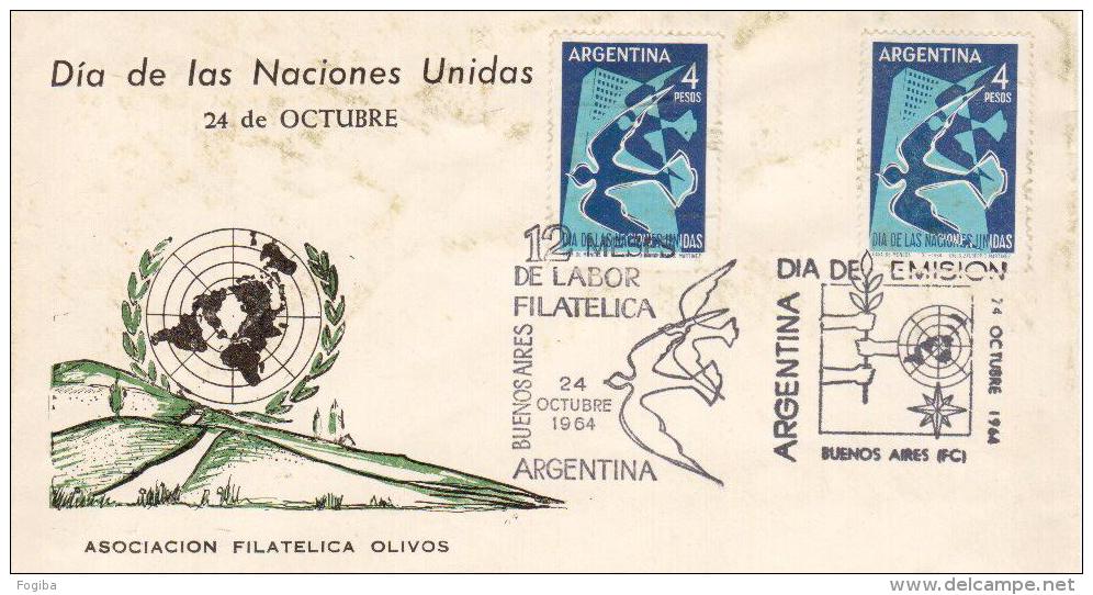 ARGENTINA FDC 1964 " Dia De Las NacionesUnida" BuenosAires" - Due Annulli - FDC