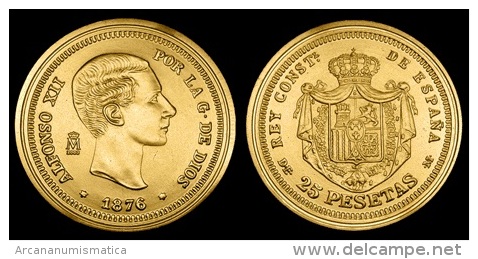 ALFONSO XII 25 PESETAS 1.876  ORO MADRID  SC/UNC  Réplica    T-DL-10.846 - Proeven & Herslag