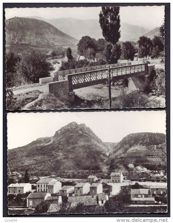 LOT 2 CP-PHOTO- FRANCE- BUIS-LES-BARONNIES (26)- VILLAGE ET GARE AVEC TRAIN + PONT METALLIQUE SUR L'OUVEZE- - Buis-les-Baronnies