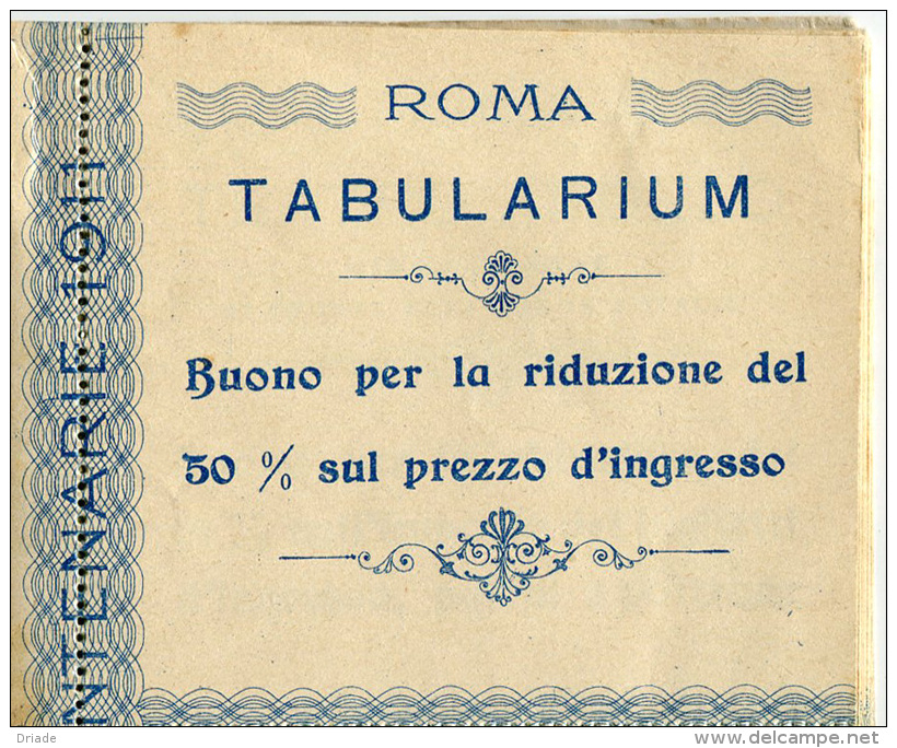 BIGLIETTO AGEVOLAZIONE TABULARIUM ROMA FESTA CINQUANTENARIO REGNO D'ITALIA ANNO 1911 - Biglietti D'ingresso