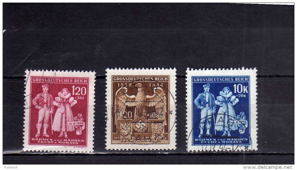 GERMANY GERMAN OCCUPATION OCCUPAZIONE TEDESCA BOHEMIA AND MORAVIA 1944 PROTECTORATE ANNIVERSARY COMPLETE SET USED - Used Stamps