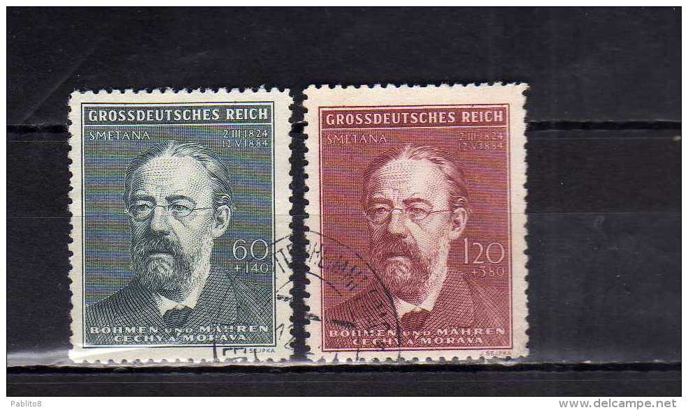 GERMANY GERMAN OCCUPATION OCCUPAZIONE TEDESCA BOHEMIA AND MORAVIA 1944 BEDRICH SMETANA COMPLETE SET USED - Oblitérés