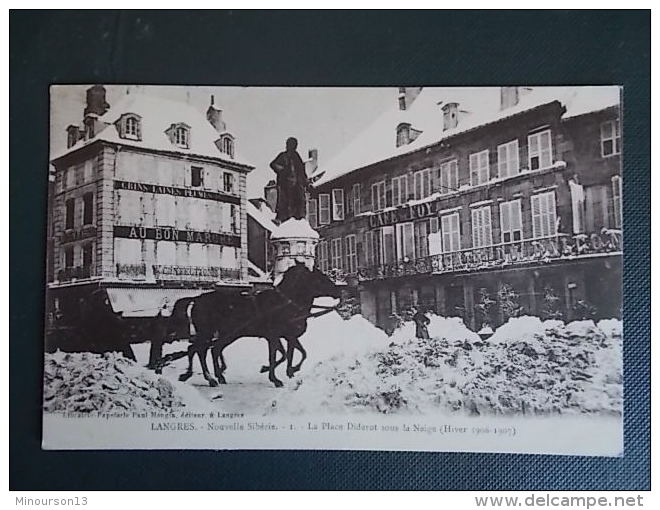 LANGRES : NOUVELLE SIBERIE, LA PLACE DIDEROT SOUS LA NEIGE ( HIVER 1906-1907 ) - Langres