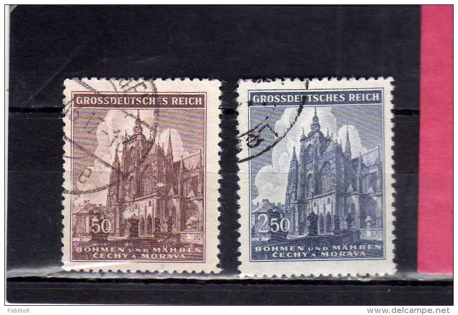 GERMANY GERMAN OCCUPATION OCCUPAZIONE TEDESCA BOHEMIA AND MORAVIA 1944 PRAGUE ST VITUS CATHEDRAL COMPLETE SET USED - Used Stamps