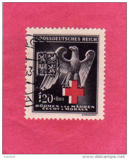 GERMANY GERMAN OCCUPATION OCCUPAZIONE TEDESCA BOHEMIA AND MORAVIA 1943 EAGLE AND RED CROSS USED - Oblitérés