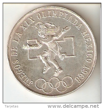 MONEDA DE PLATA DE MEXICO DE 25 PESOS DEL AÑO 1968- JUEGOS DE LA OLIMPIADA  (COIN) SILVER,ARGENT. - Mexico